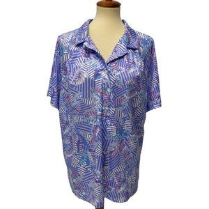 Vintage Shaker Sport Women's Short Sleeve Collared Blouse Size XL/2XL